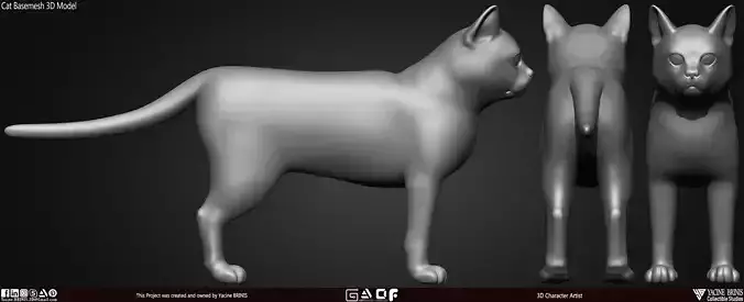 Cat Basemesh 3D Model