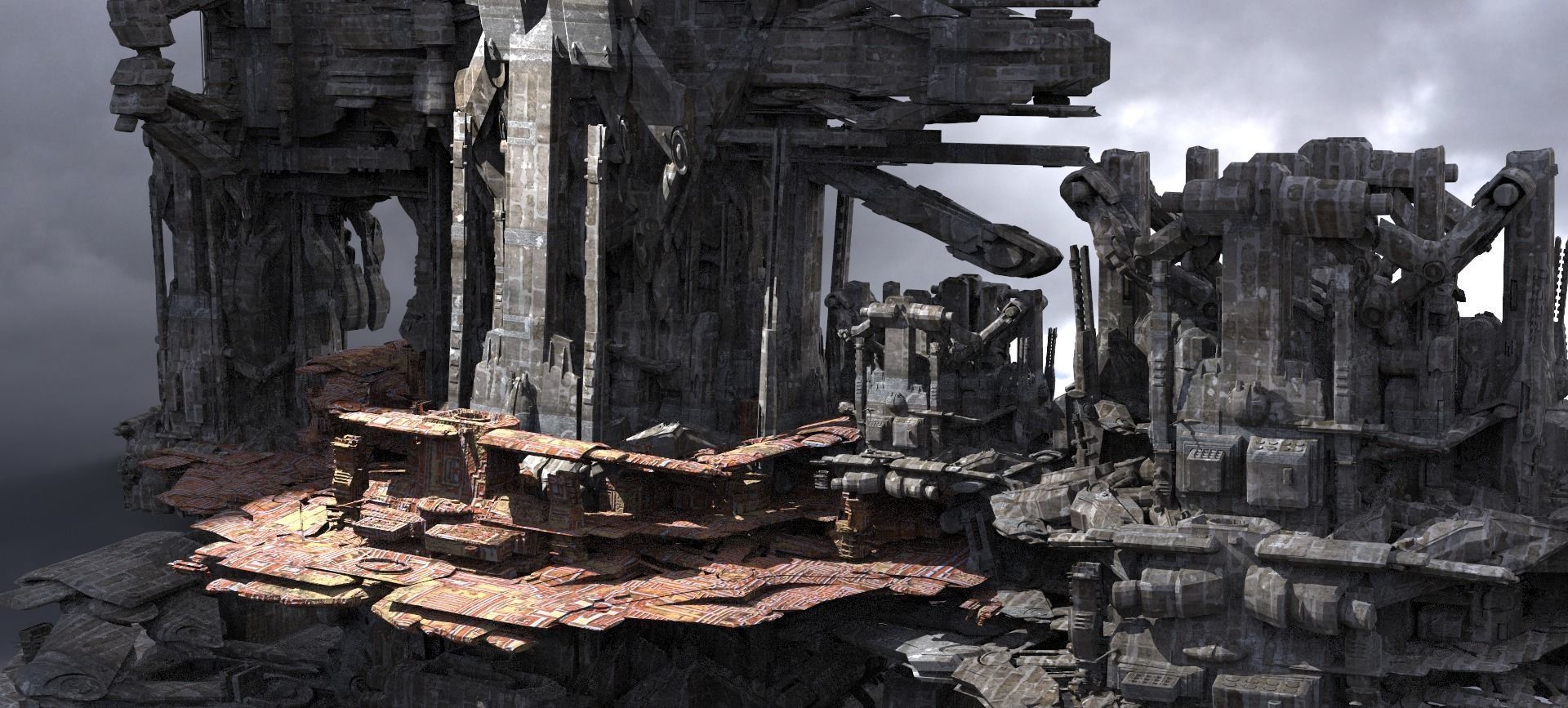 Advanced Alien Ancient Civilization Ship architecture 7 3D model_1