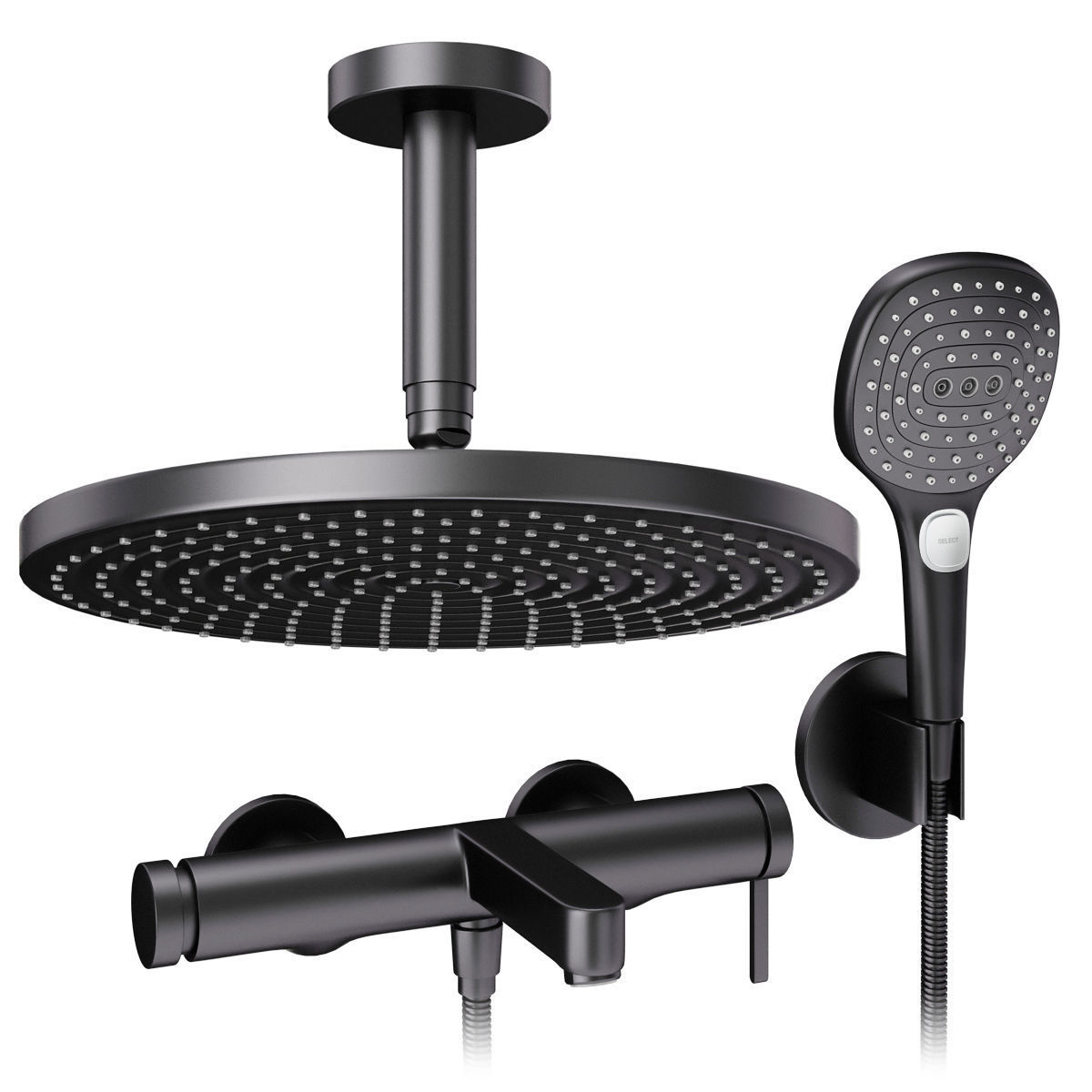Faucets and shower systems Hansgrohe black set 167 3D model_5