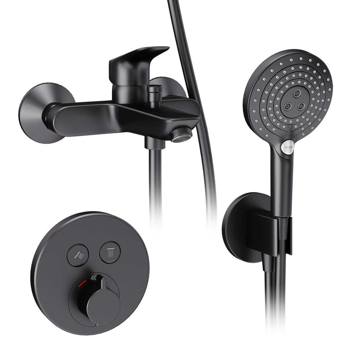 Faucets and shower systems Hansgrohe black set 167 3D model_2