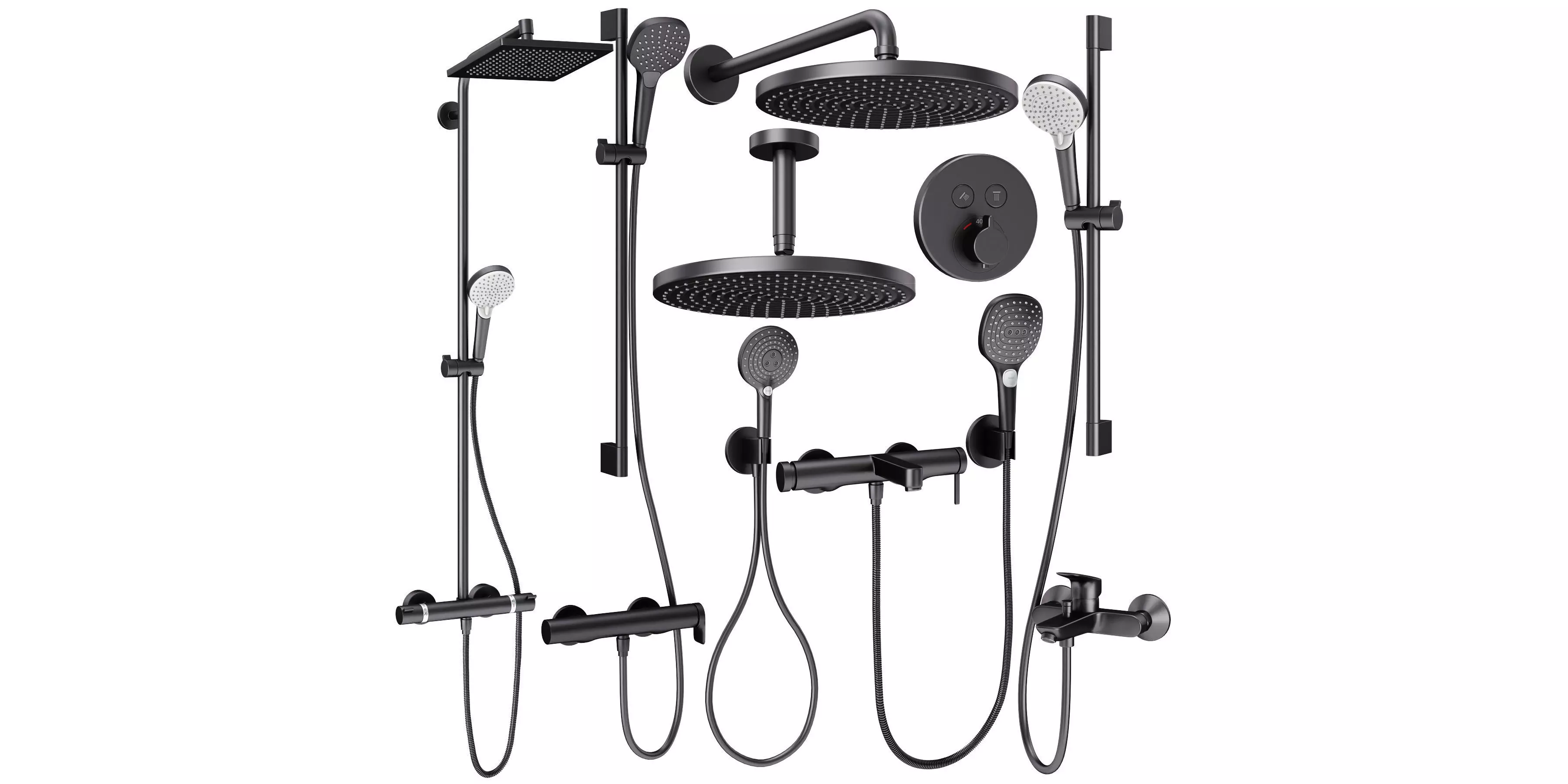 Faucets and shower systems Hansgrohe black set 167 3D model_0