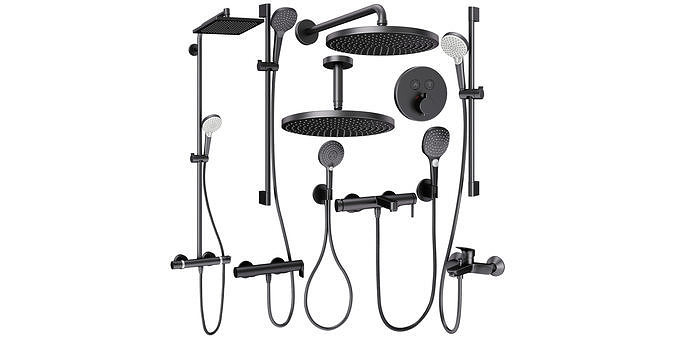Faucets and shower systems Hansgrohe black set 167 3D model
