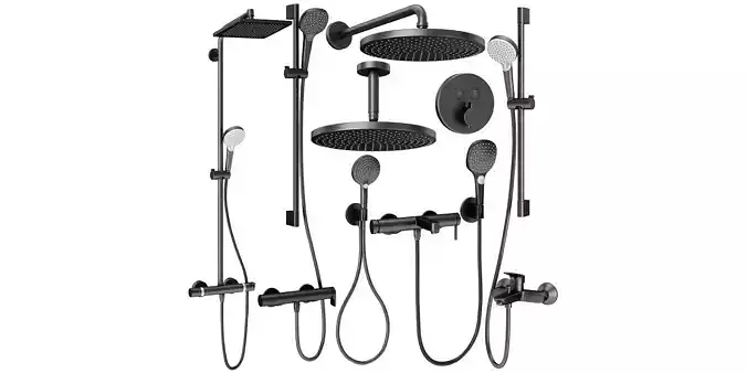 Faucets and shower systems Hansgrohe black set 167 3D model