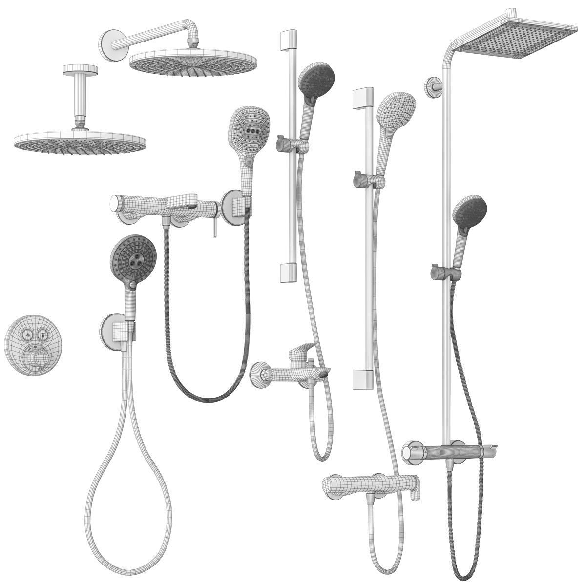 Faucets and shower systems Hansgrohe black set 167 3D model_21