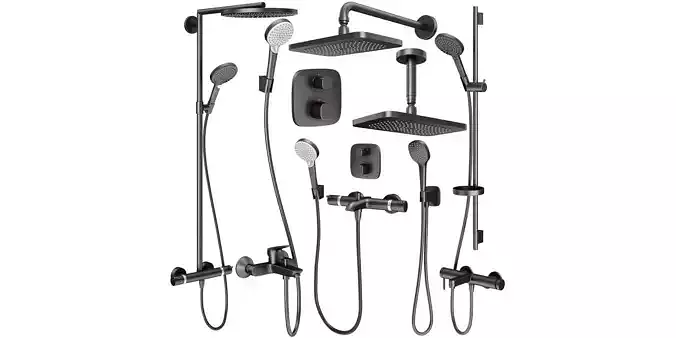 Faucets and shower systems Hansgrohe black set 168 3D model