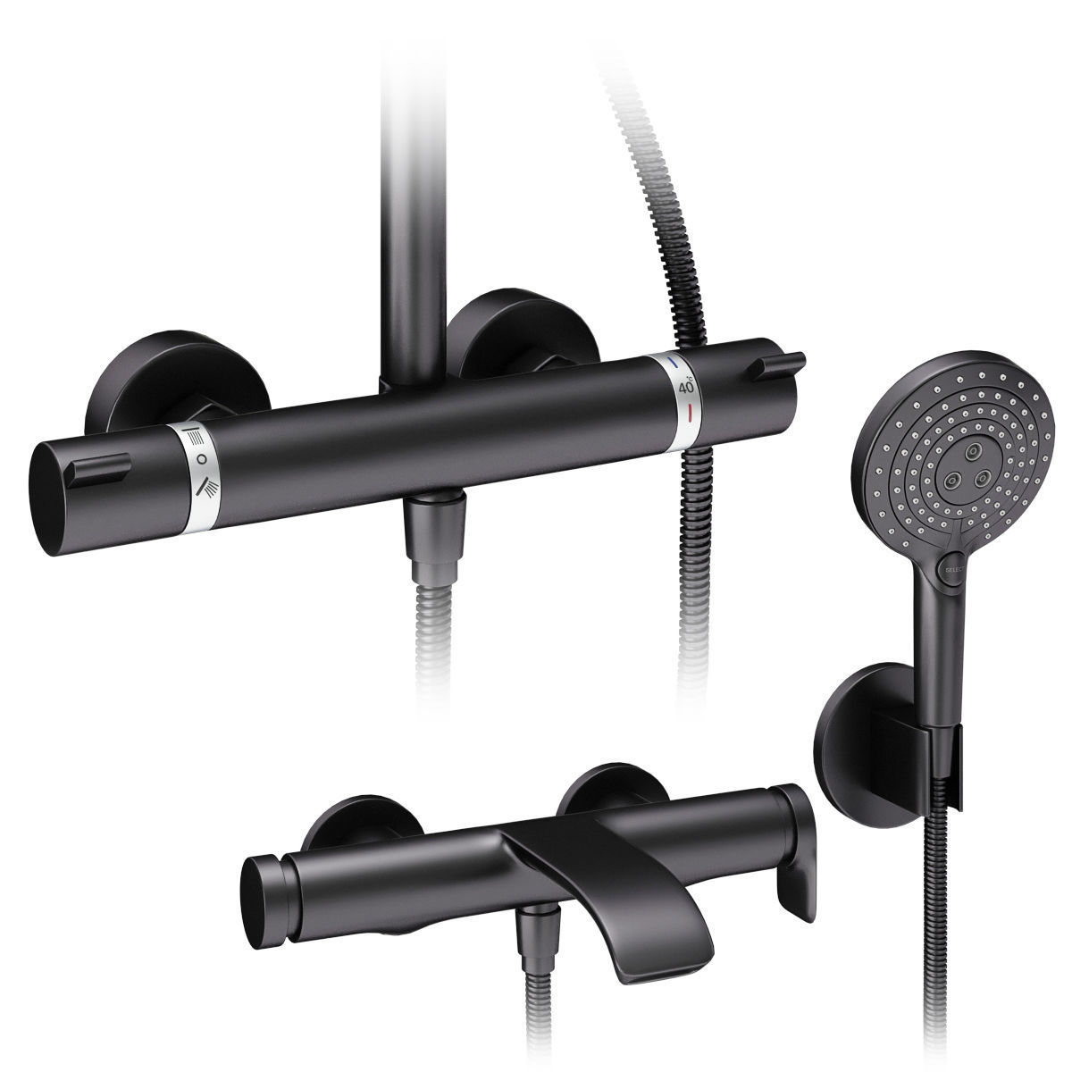 Faucets and shower systems Hansgrohe black set 169 3D model_6