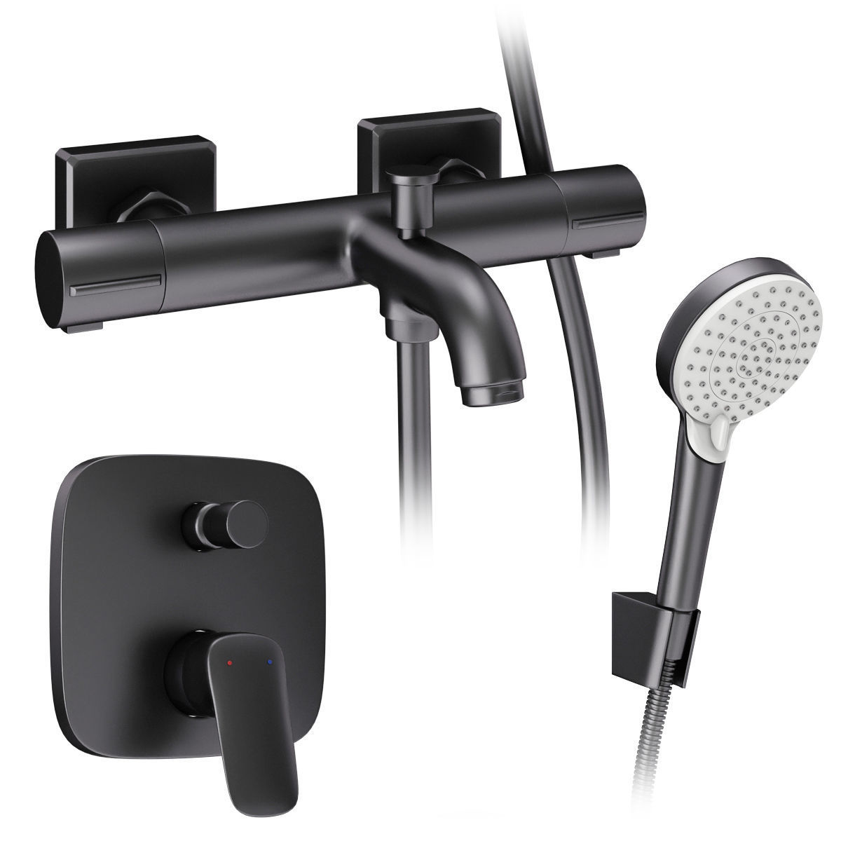 Faucets and shower systems Hansgrohe black set 169 3D model_2