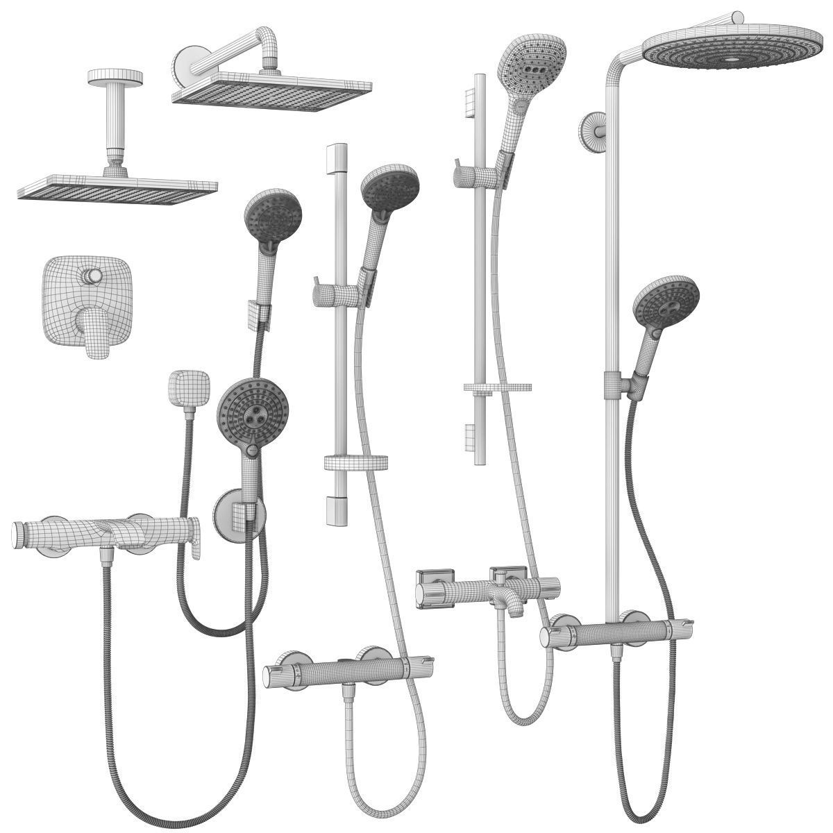 Faucets and shower systems Hansgrohe black set 169 3D model_24