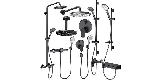 Faucets and shower systems Hansgrohe black set 170 3D model