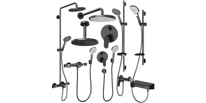 Faucets and shower systems Hansgrohe black set 170 3D model