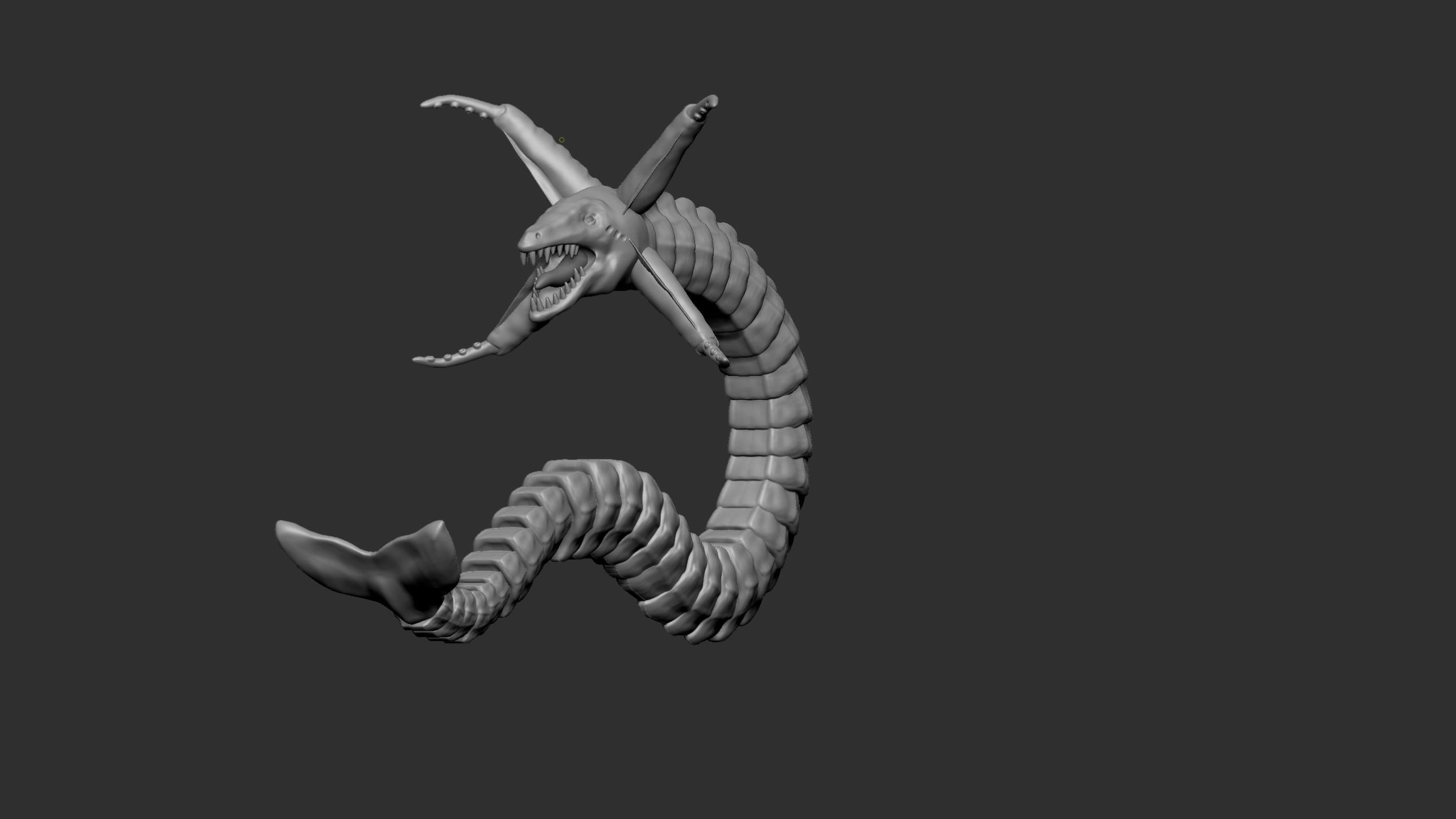 Seamonster snake with tail Low-poly 3D model_20