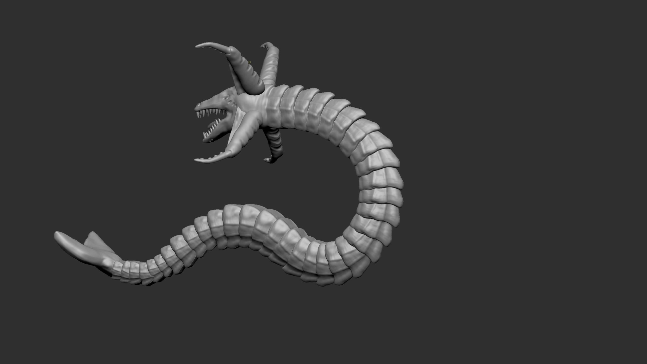 Seamonster snake with tail Low-poly 3D model_14