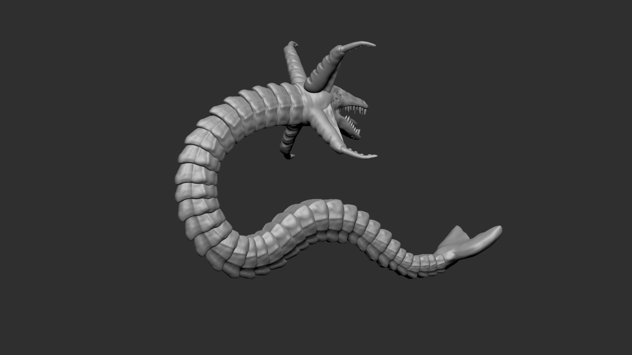 Seamonster snake with tail Low-poly 3D model_6