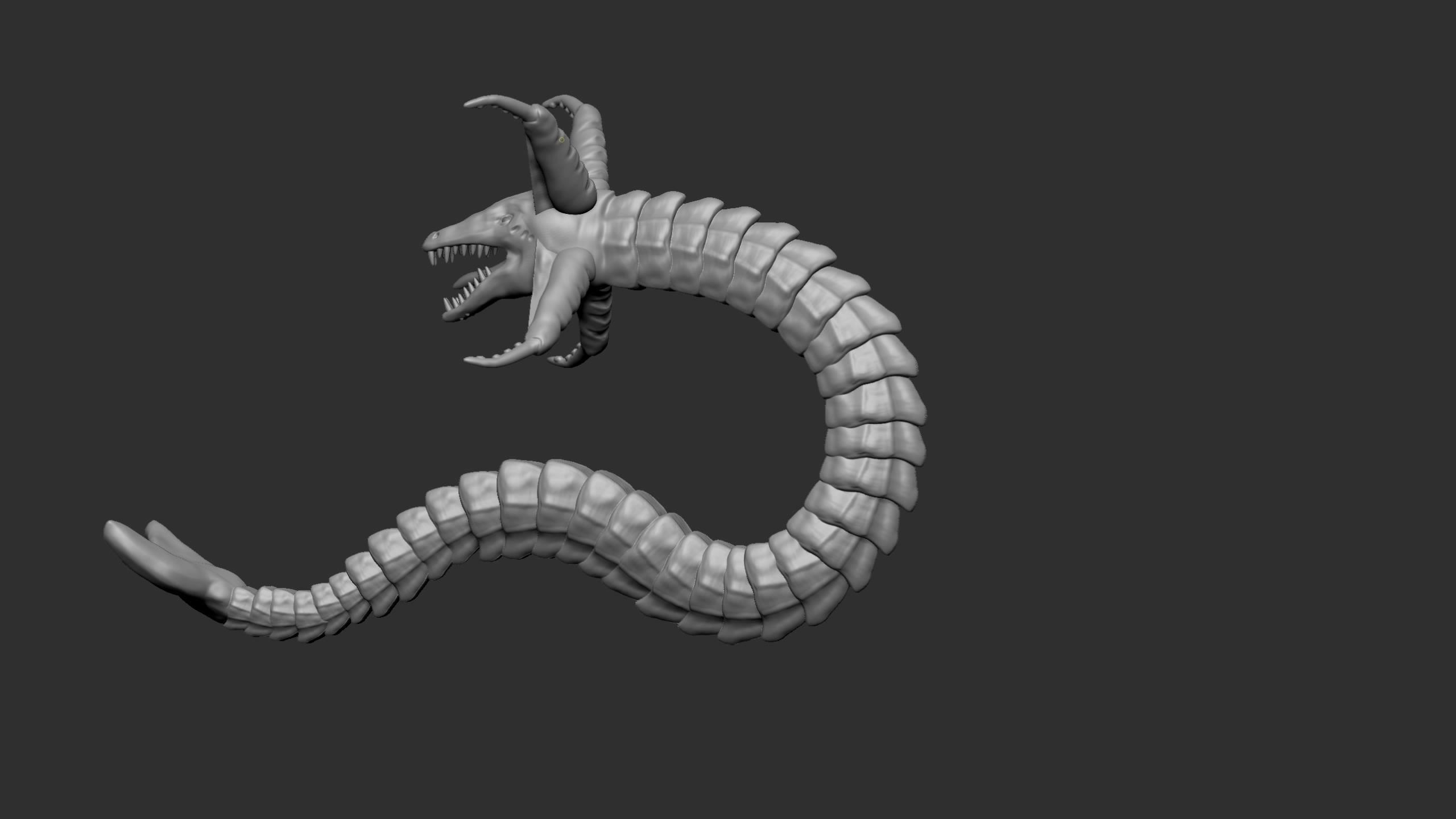 Seamonster snake with tail Low-poly 3D model_15