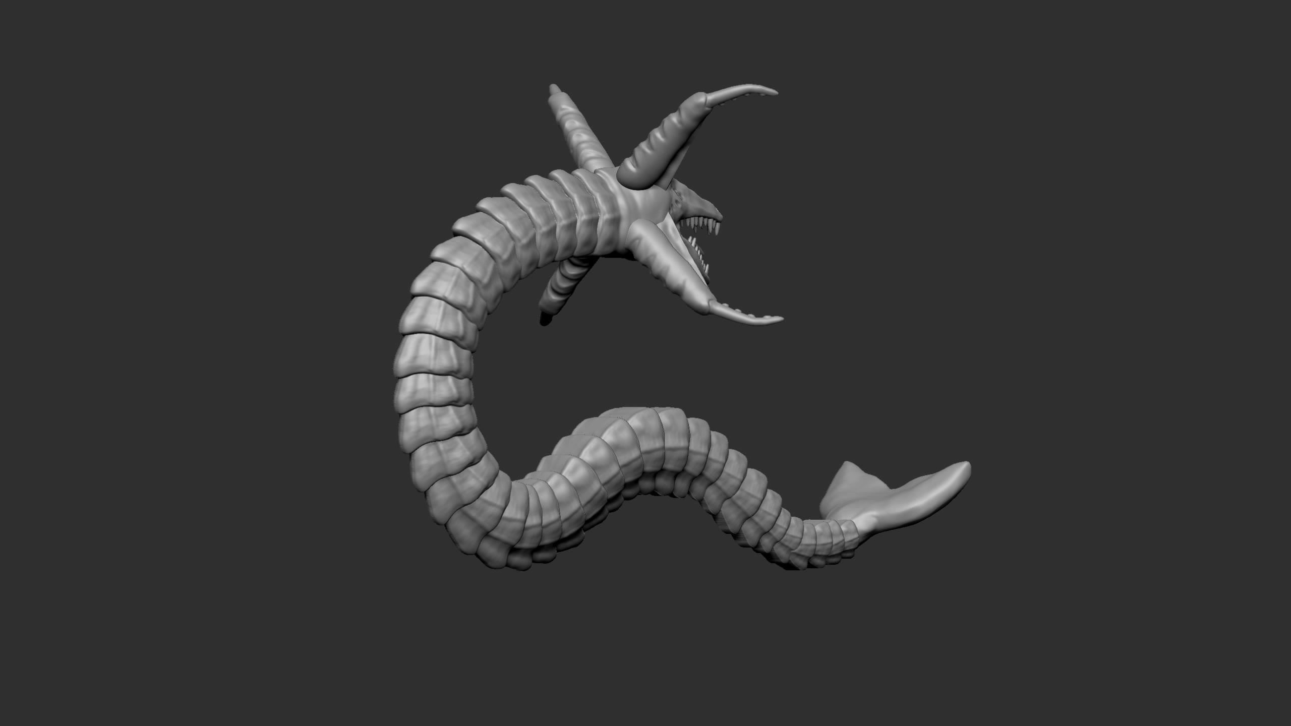 Seamonster snake with tail Low-poly 3D model_7