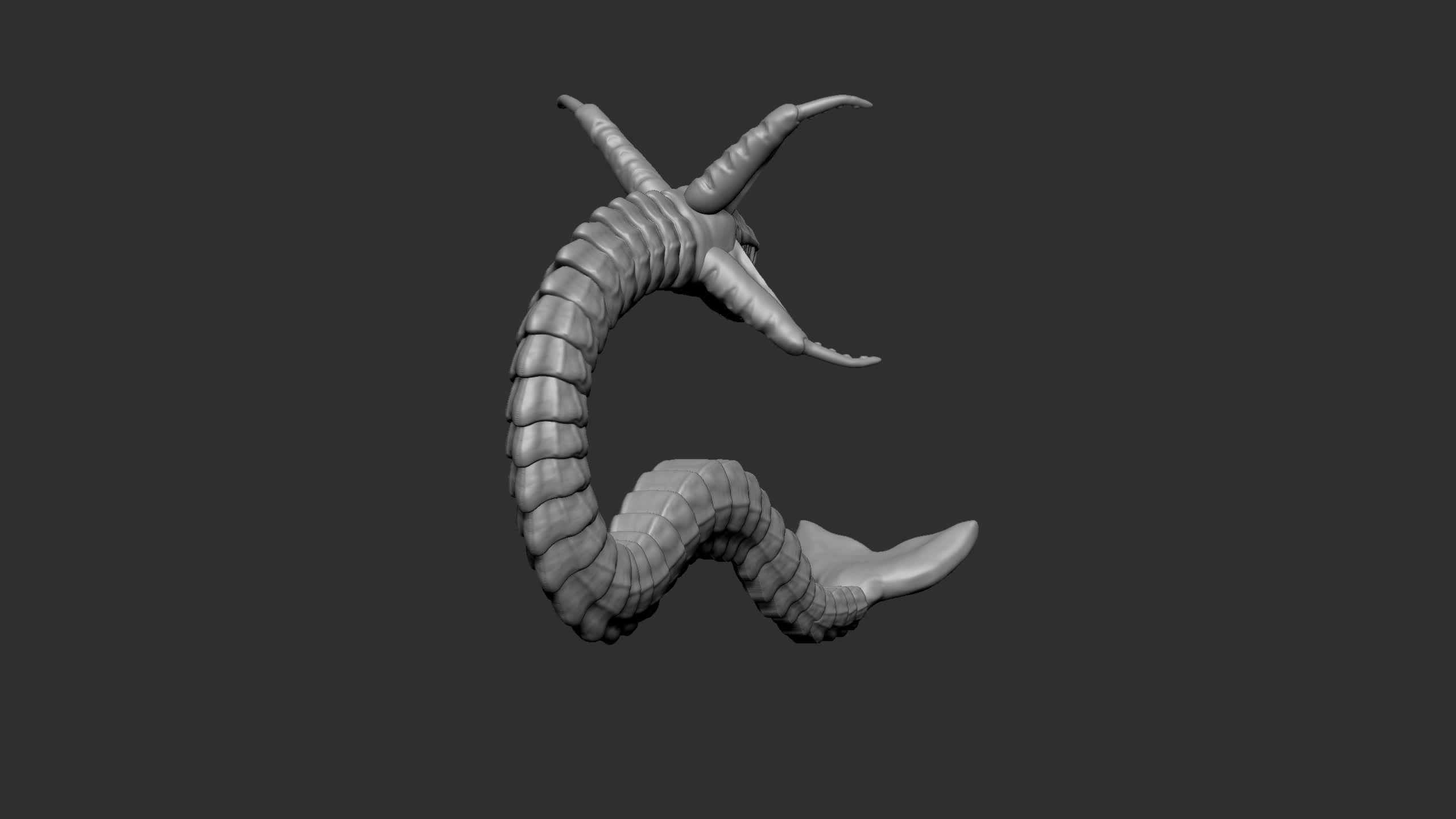 Seamonster snake with tail Low-poly 3D model_8