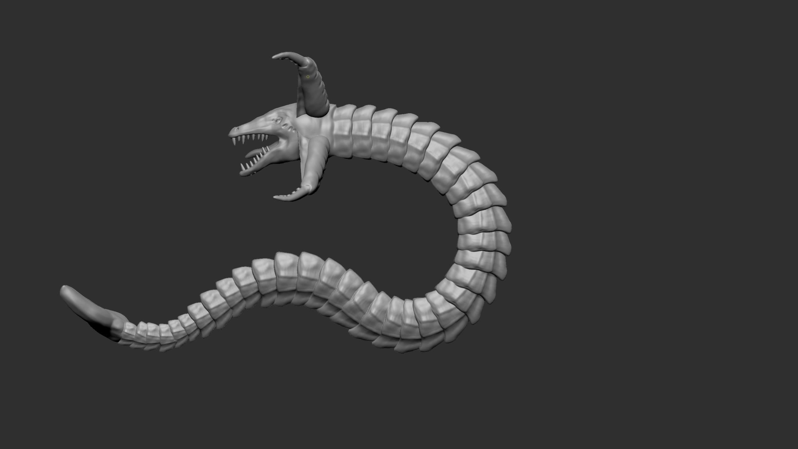 Seamonster snake with tail Low-poly 3D model_16