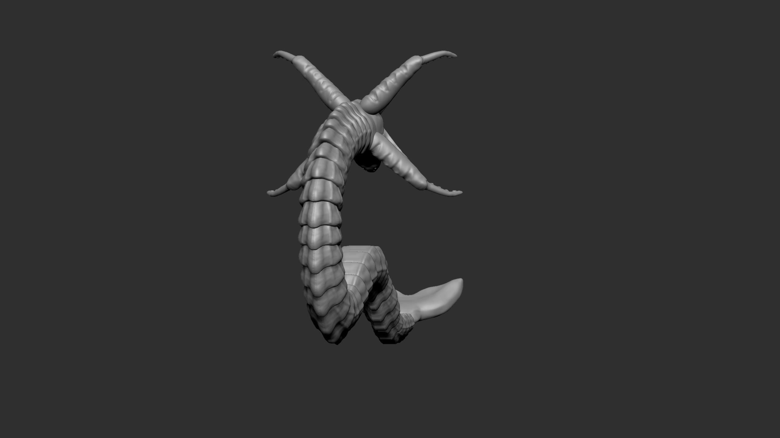 Seamonster snake with tail Low-poly 3D model_9
