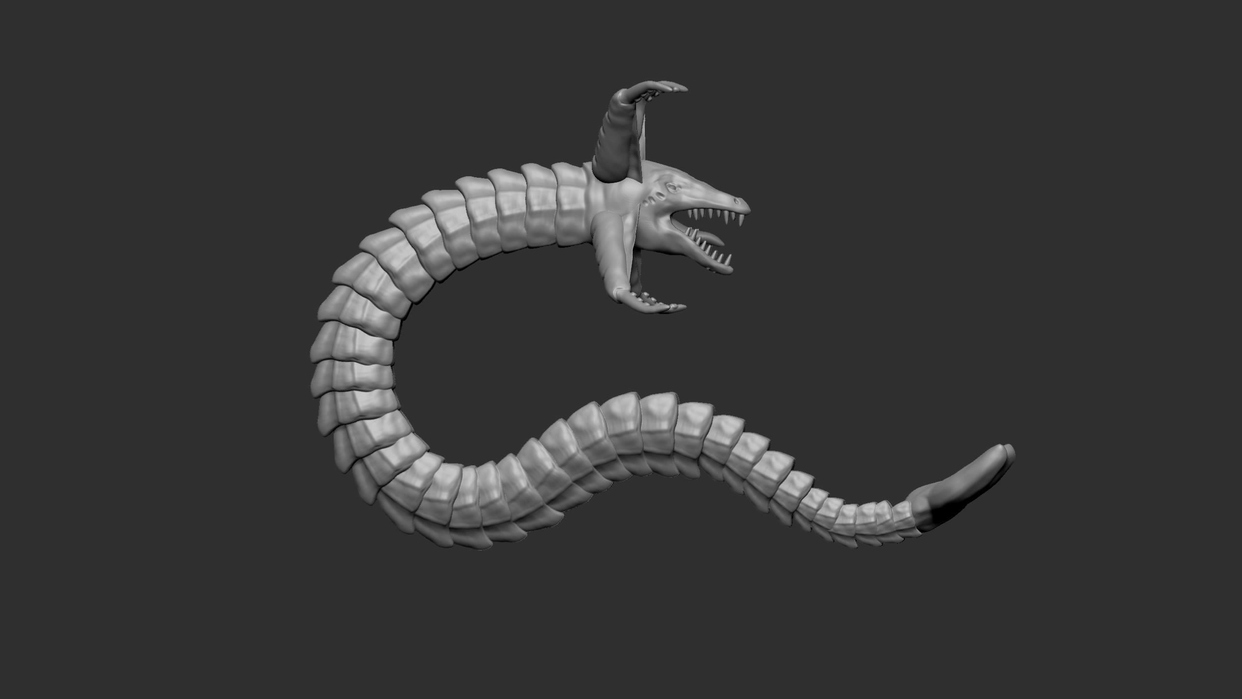 Seamonster snake with tail Low-poly 3D model_4