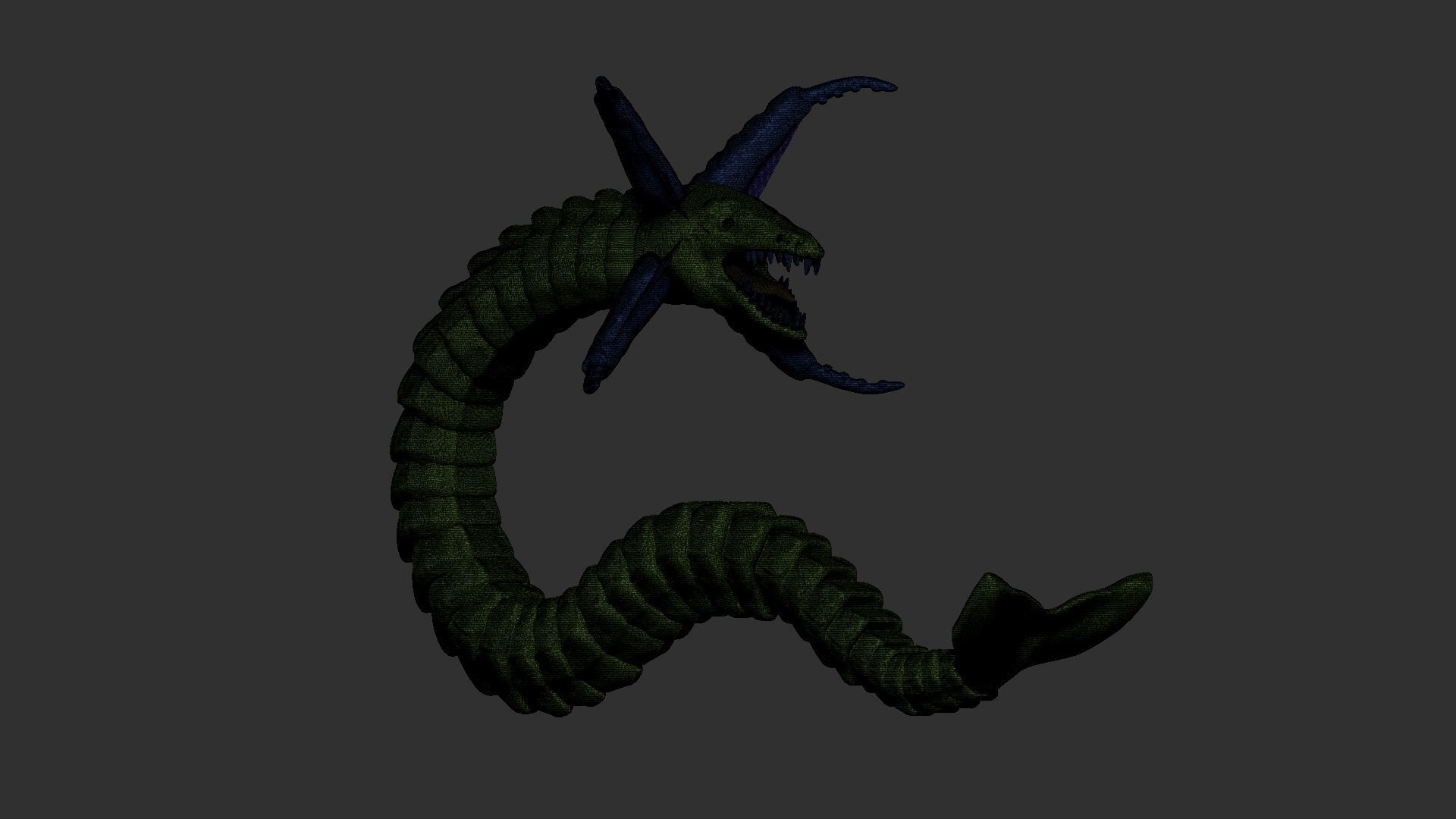 Seamonster snake with tail Low-poly 3D model_24