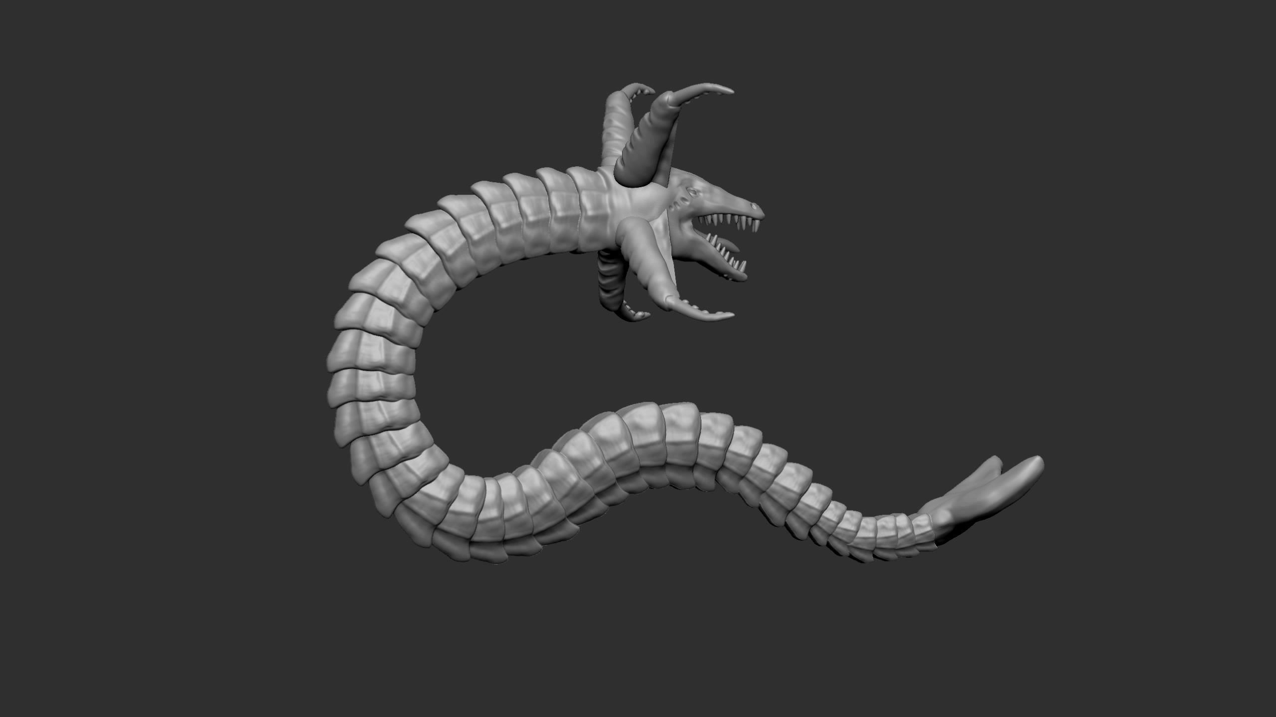Seamonster snake with tail Low-poly 3D model_5