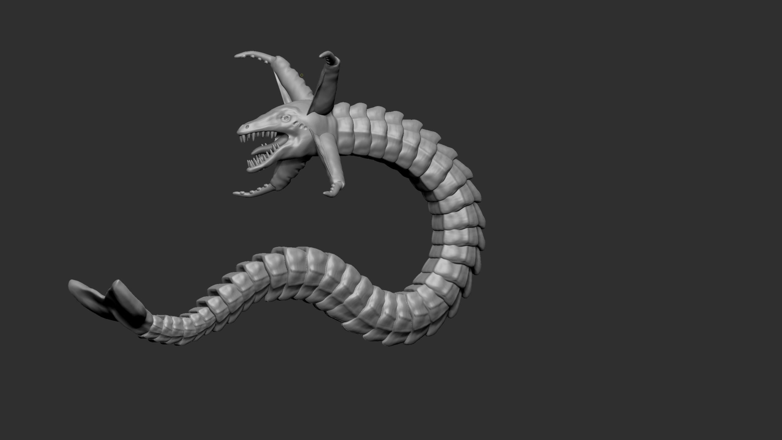 Seamonster snake with tail Low-poly 3D model_18