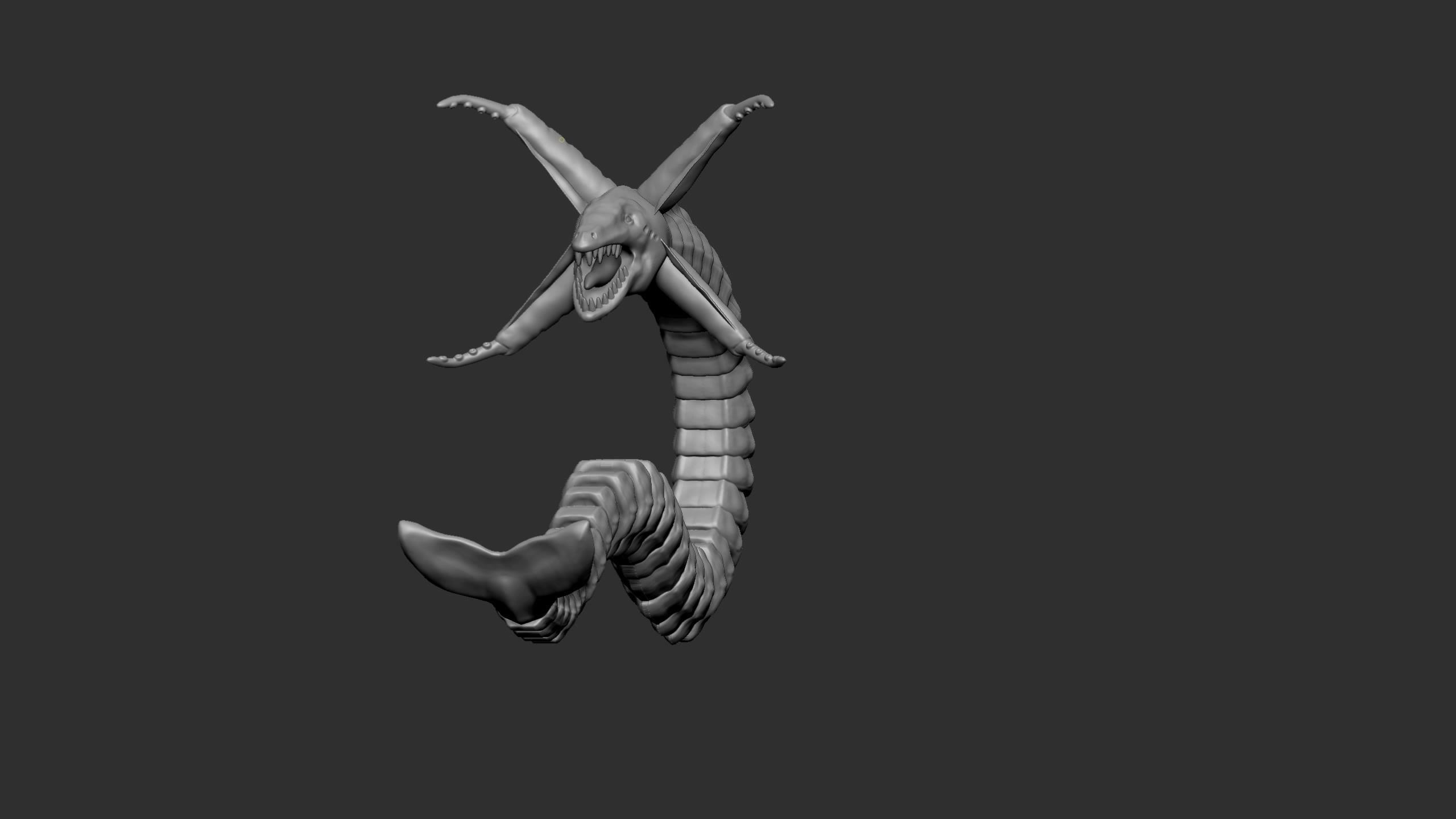 Seamonster snake with tail Low-poly 3D model_21