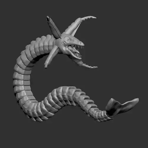 Seamonster snake with tail