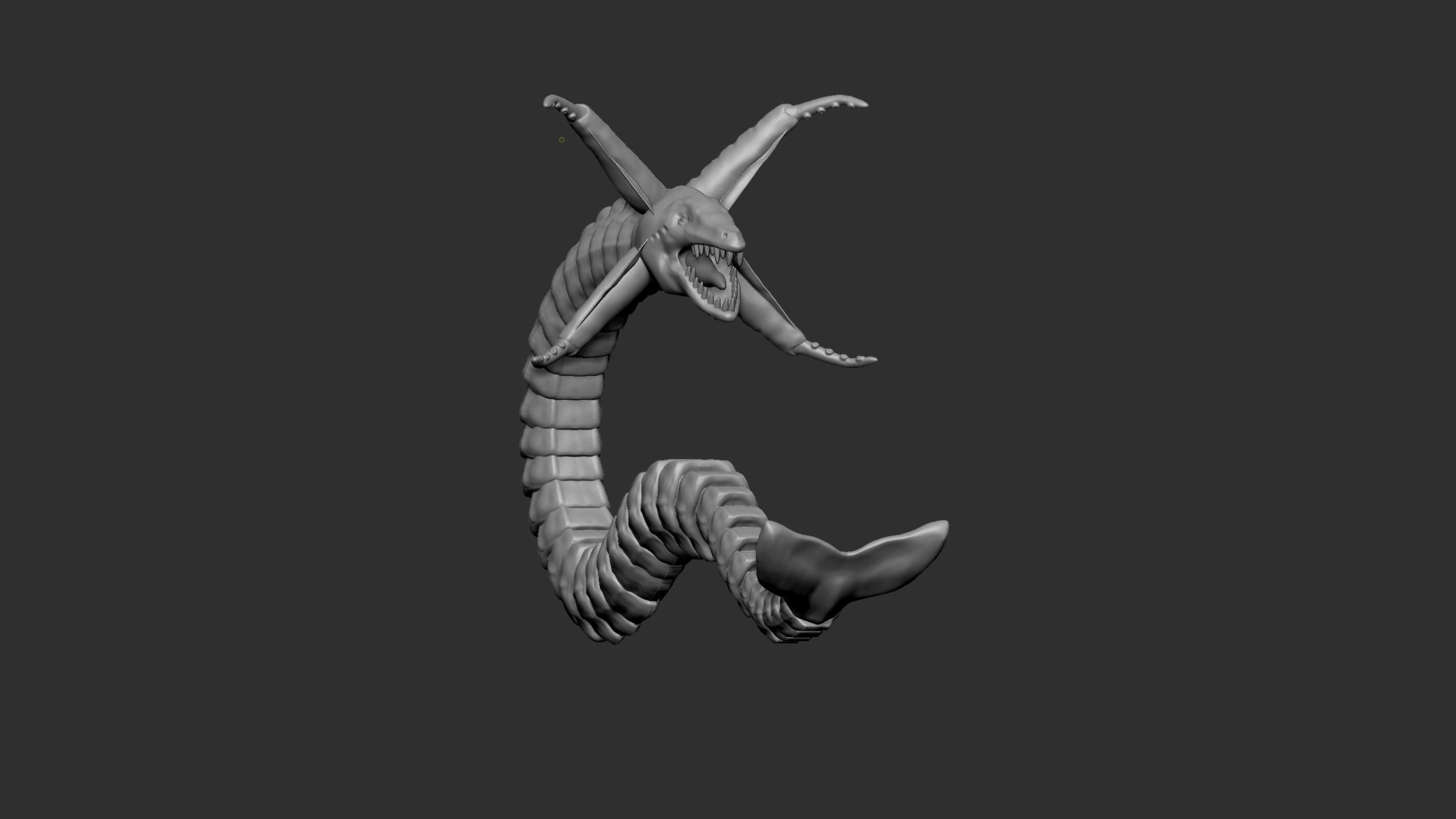 Seamonster snake with tail Low-poly 3D model_23