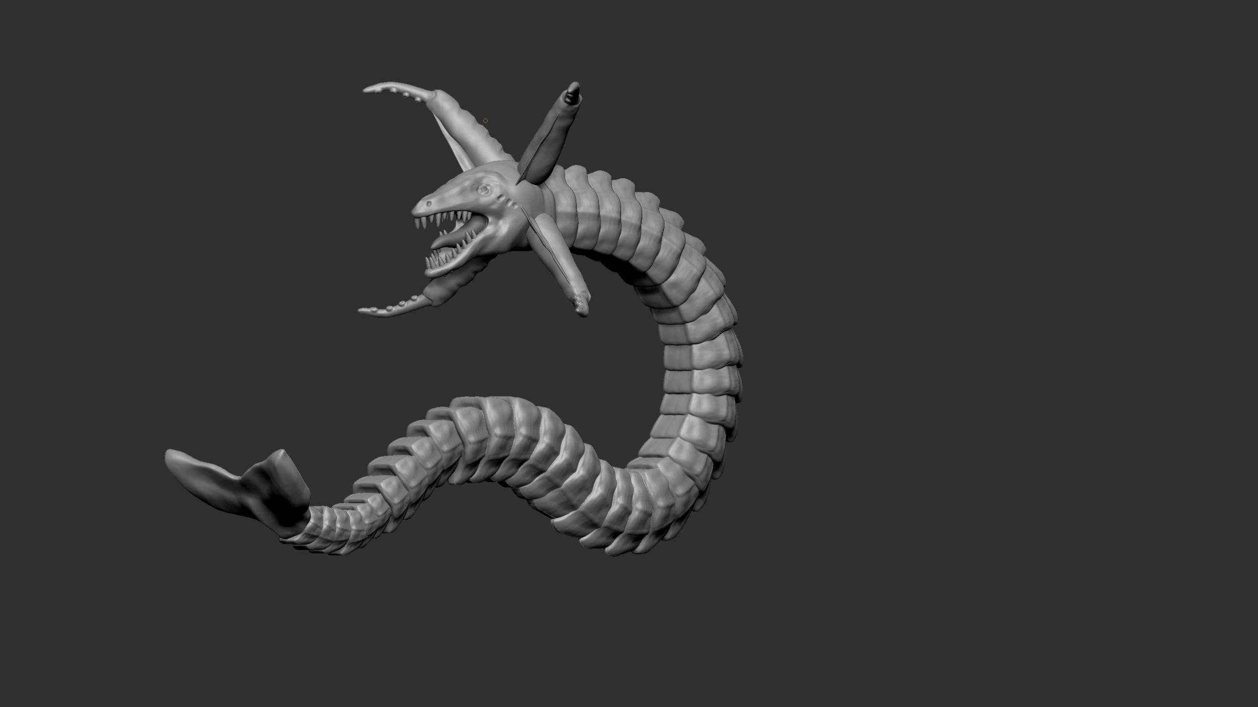 Seamonster snake with tail Low-poly 3D model_19