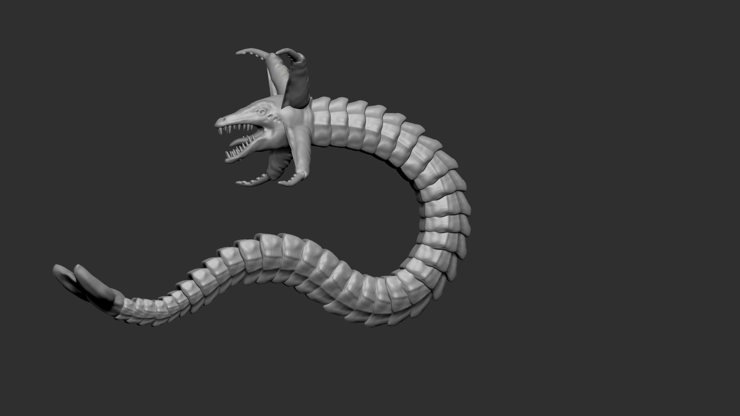 Seamonster snake with tail Low-poly 3D model_17