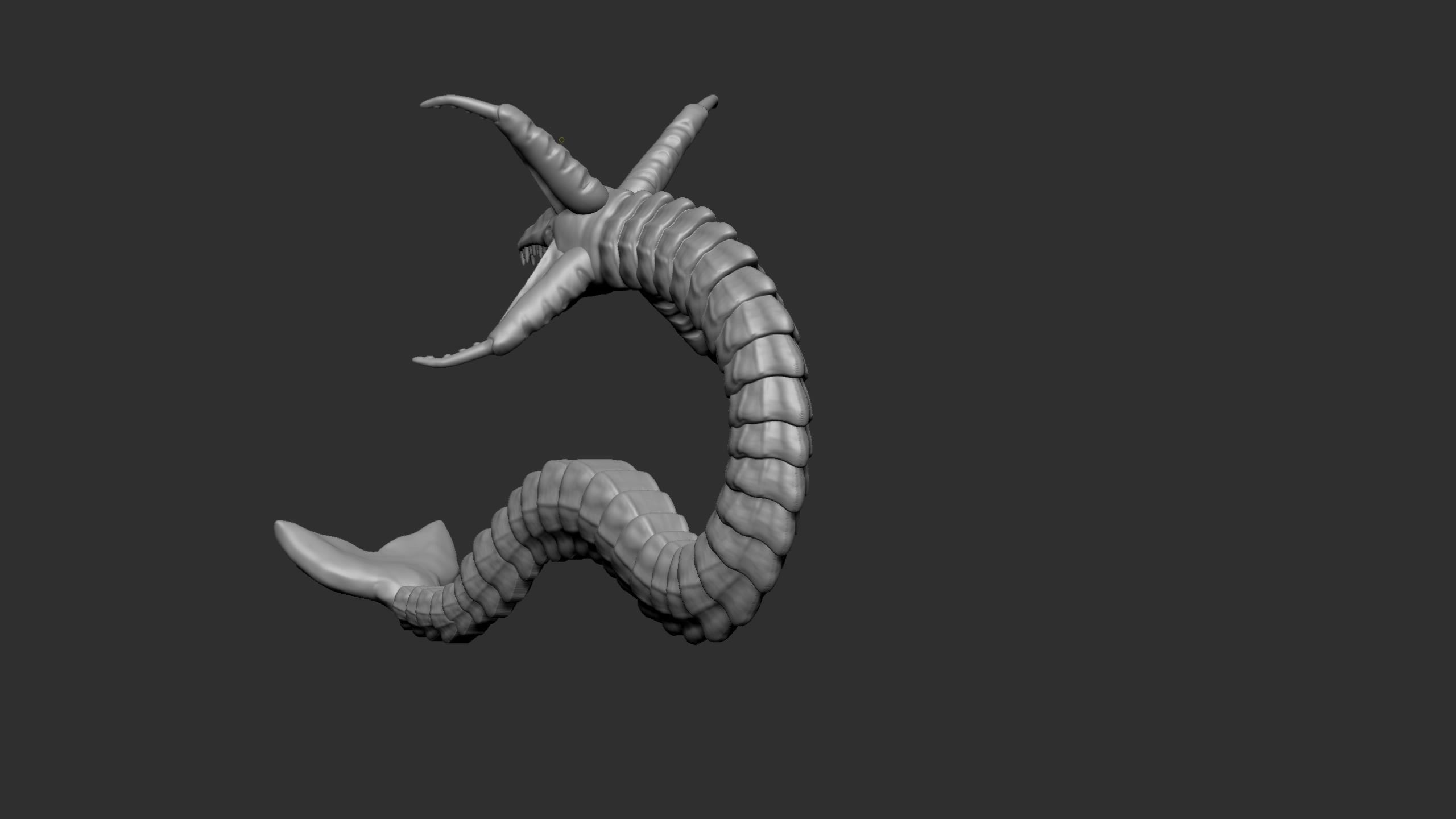 Seamonster snake with tail Low-poly 3D model_12