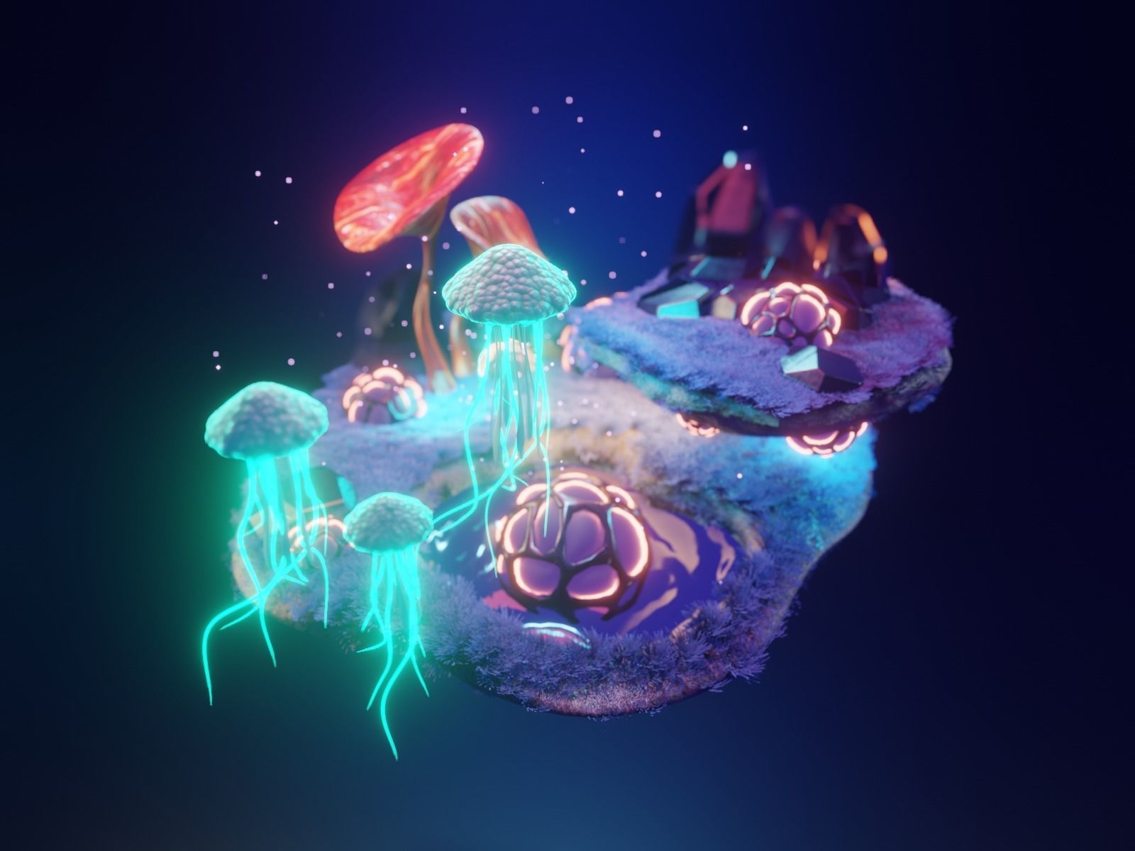 Alien forest 3D model Render in blender Low-poly 3D model_1