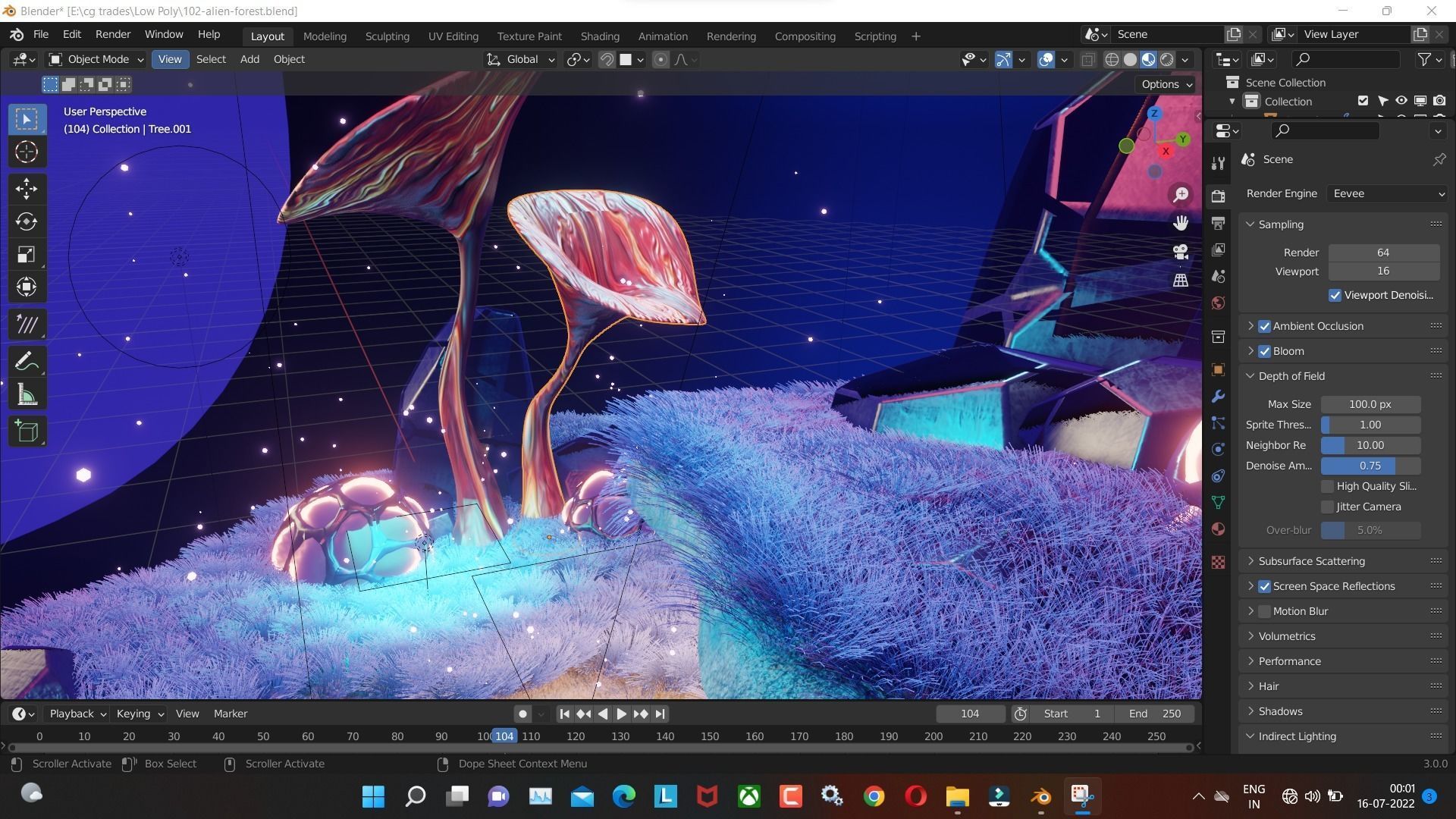Alien forest 3D model Render in blender Low-poly 3D model_9