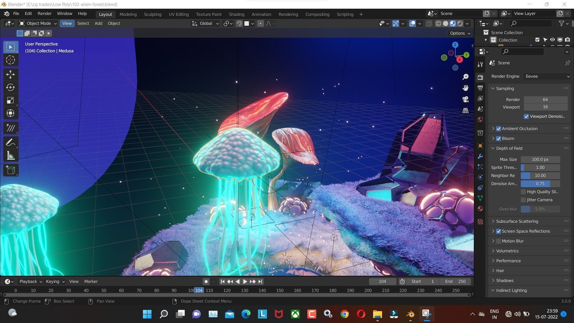 Alien forest 3D model Render in blender Low-poly 3D model_7