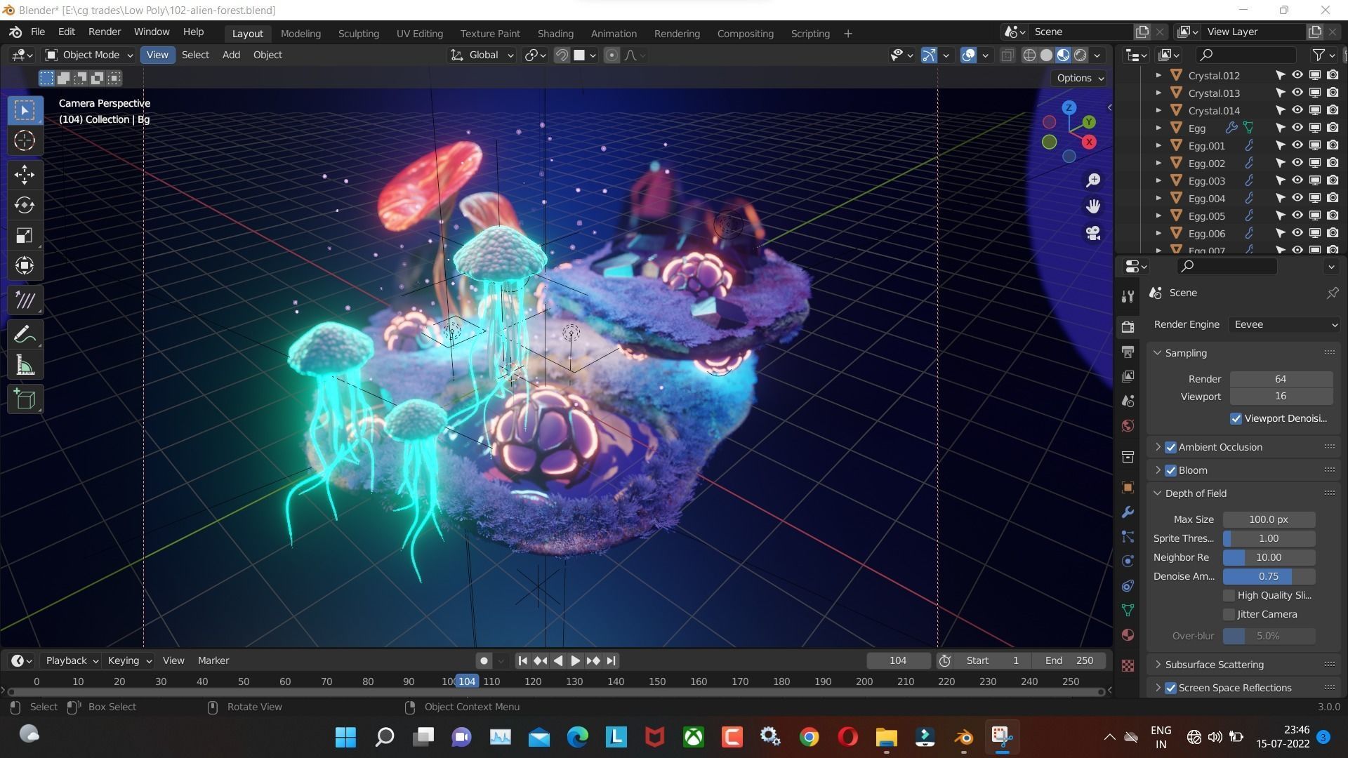 Alien forest 3D model Render in blender Low-poly 3D model_2