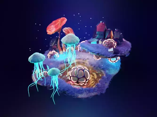 Alien forest 3D model Render in blender Low-poly 3D model