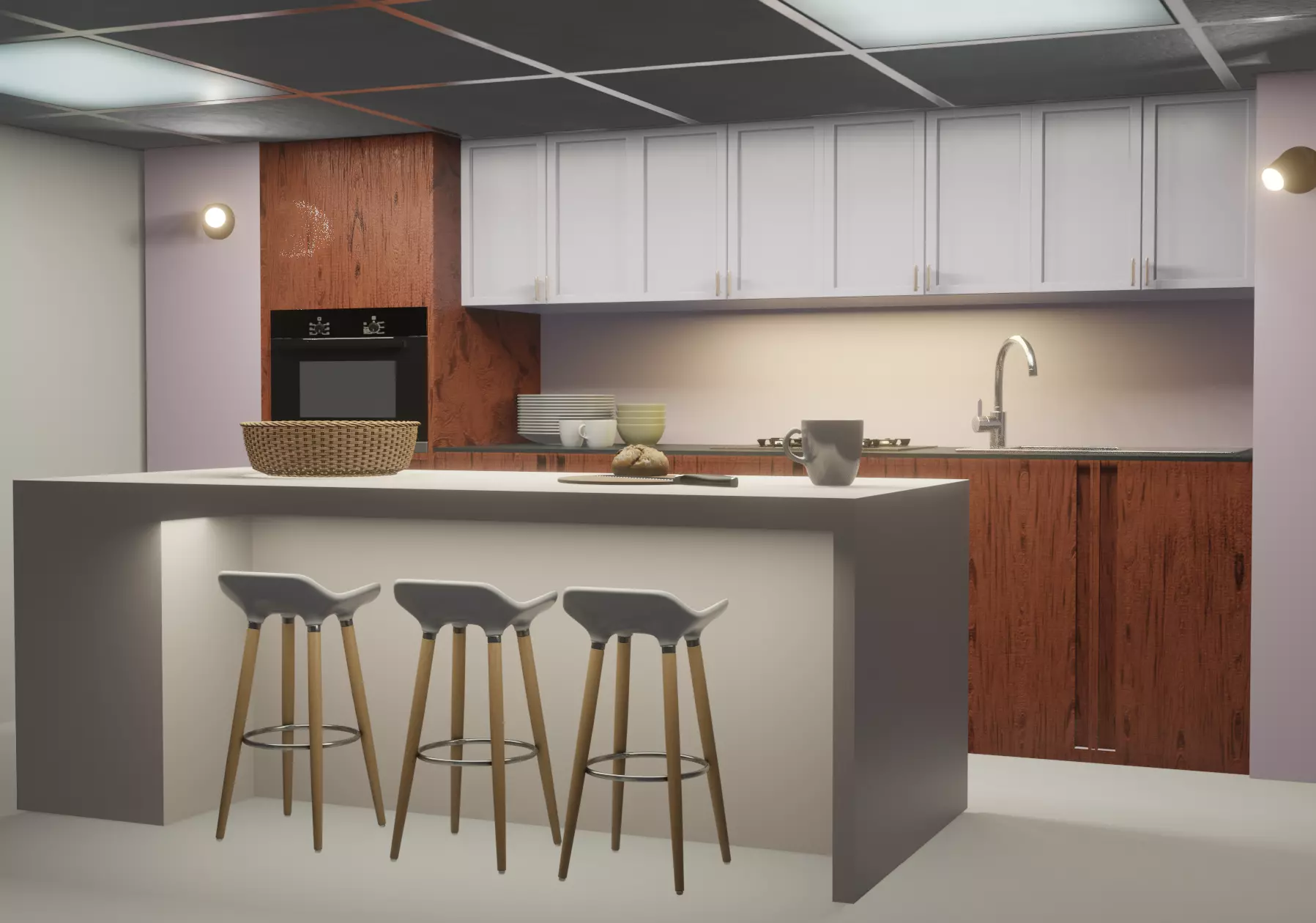 modern kitchen room 3D model_0