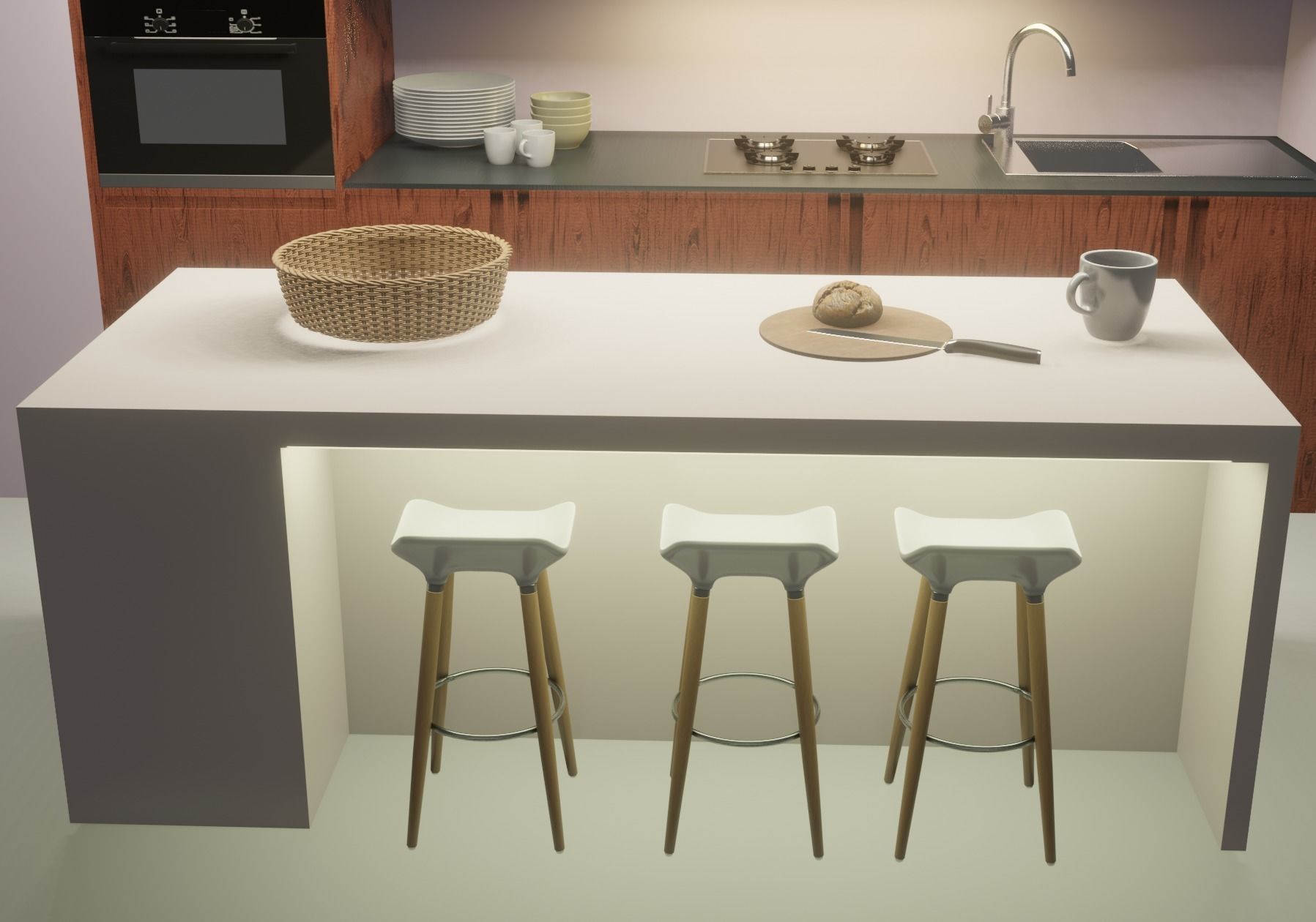 modern kitchen room 3D model_4