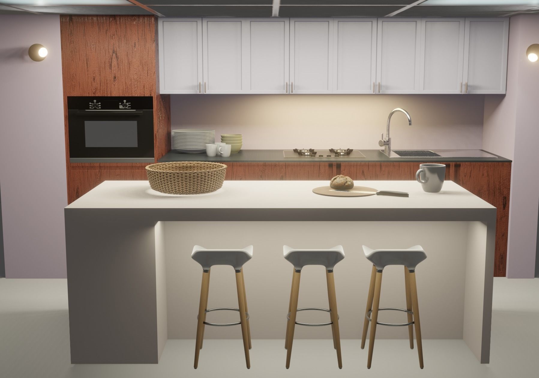 modern kitchen room 3D model_1