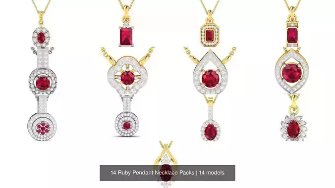14 Ruby Pendant Necklace Packs