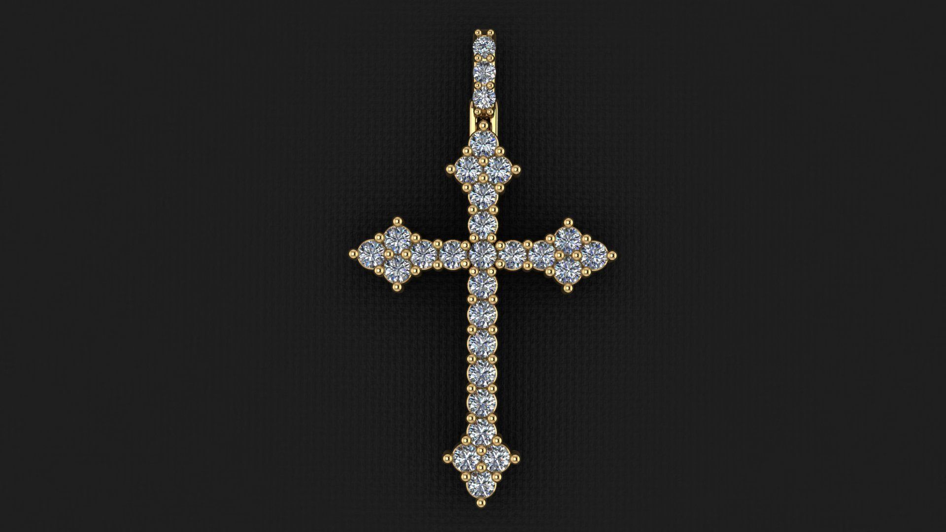cross pendant mens 3stone tip 3D print model_4