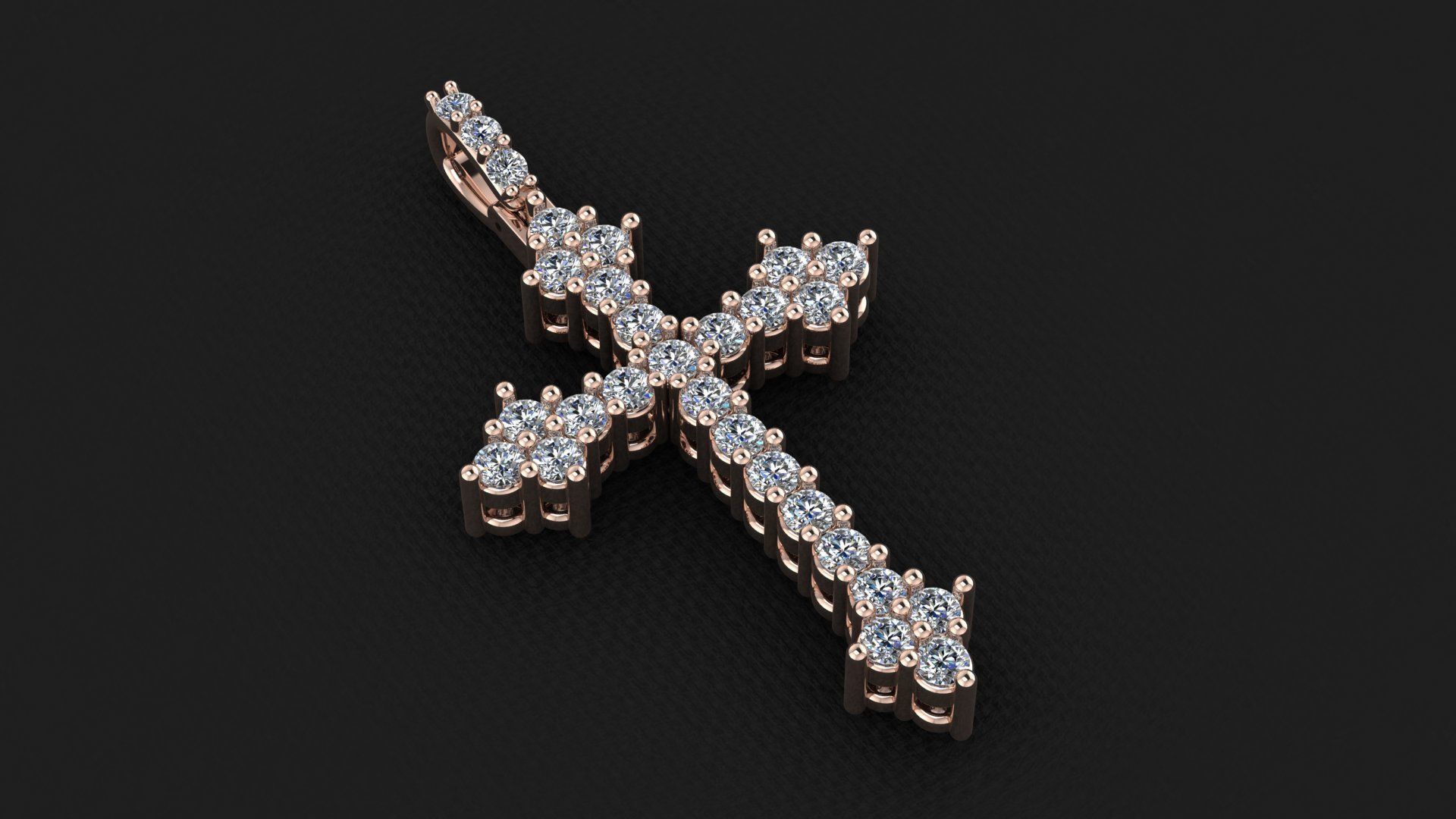 cross pendant mens 3stone tip 3D print model_2