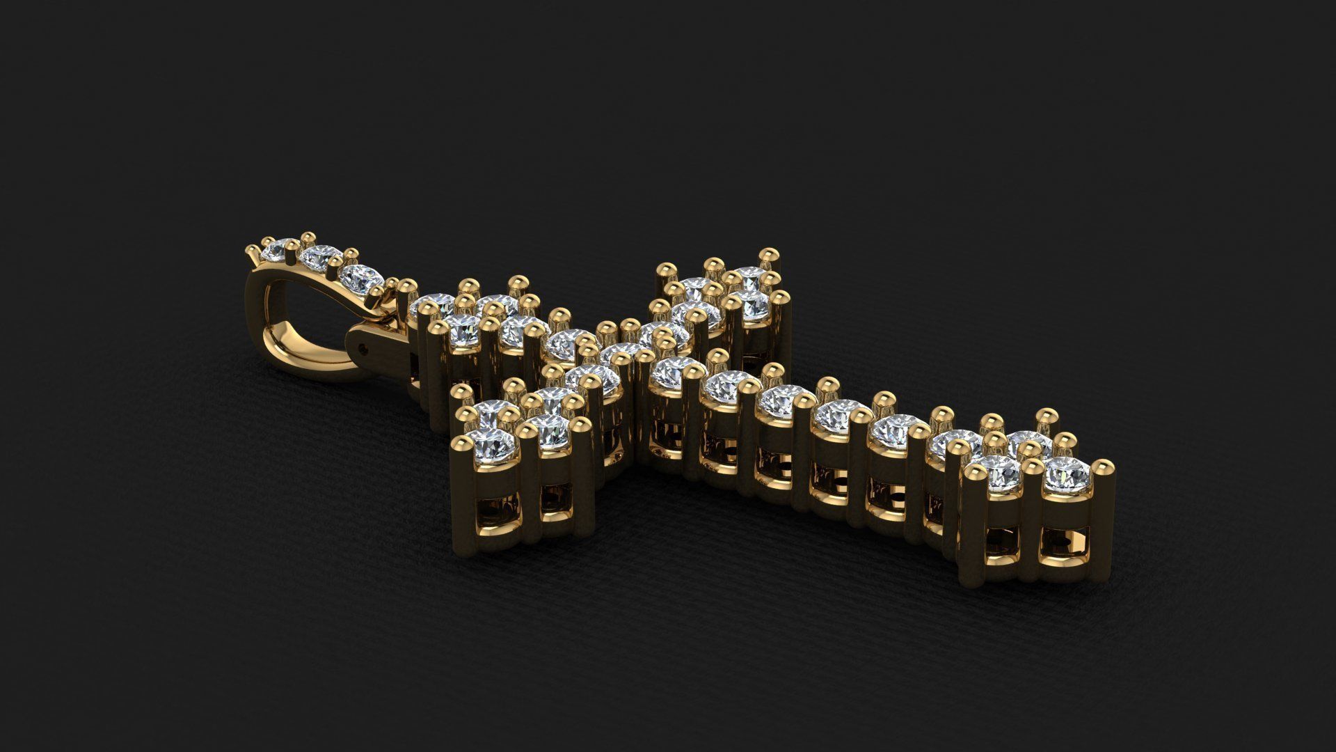 cross pendant mens 3stone tip 3D print model_1