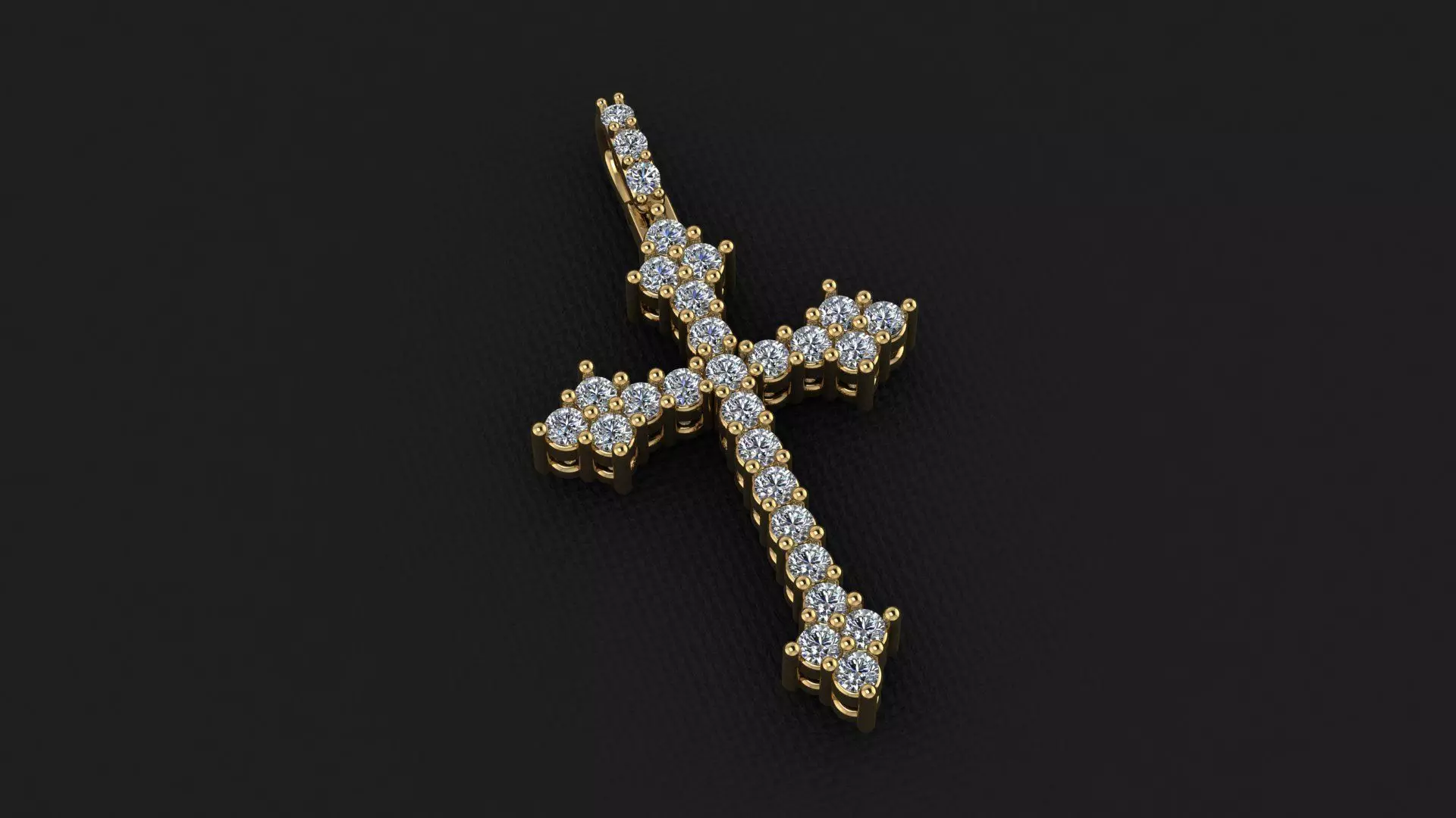 cross pendant mens 3stone tip 3D print model_0