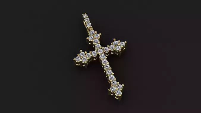 cross pendant mens 3stone tip