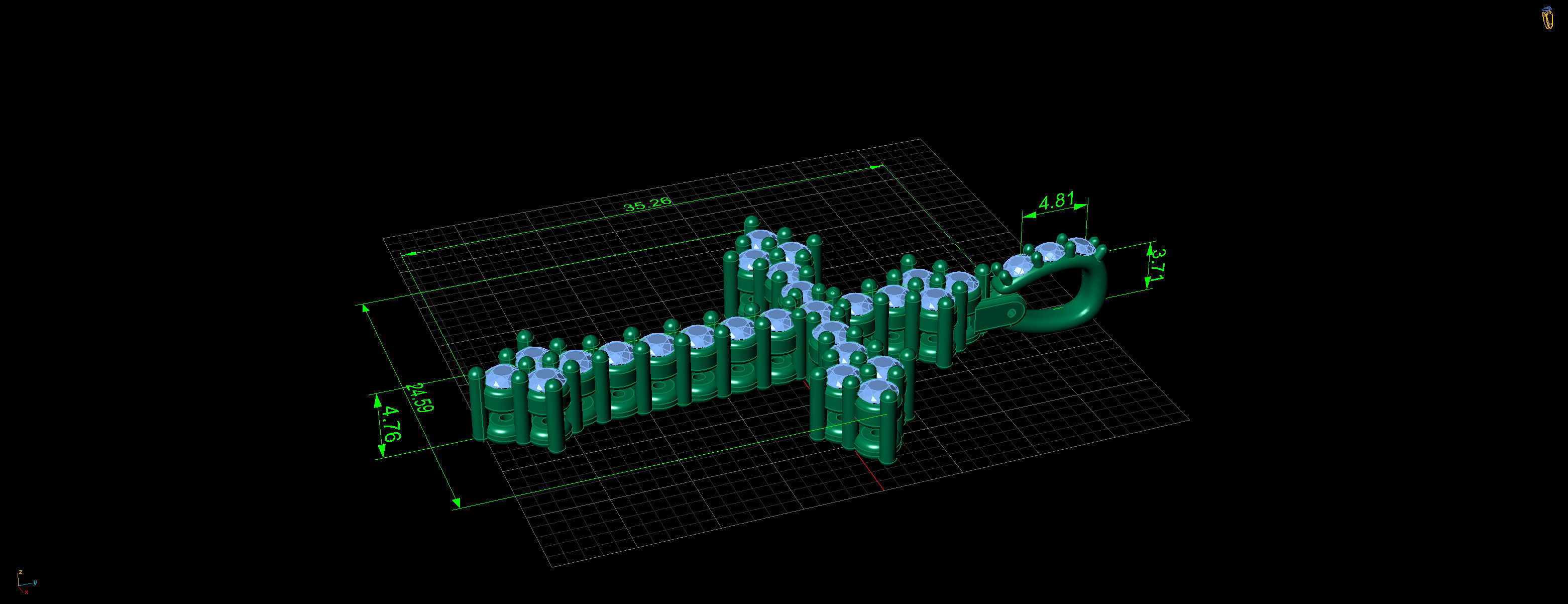 cross pendant mens 3stone tip 3D print model_7