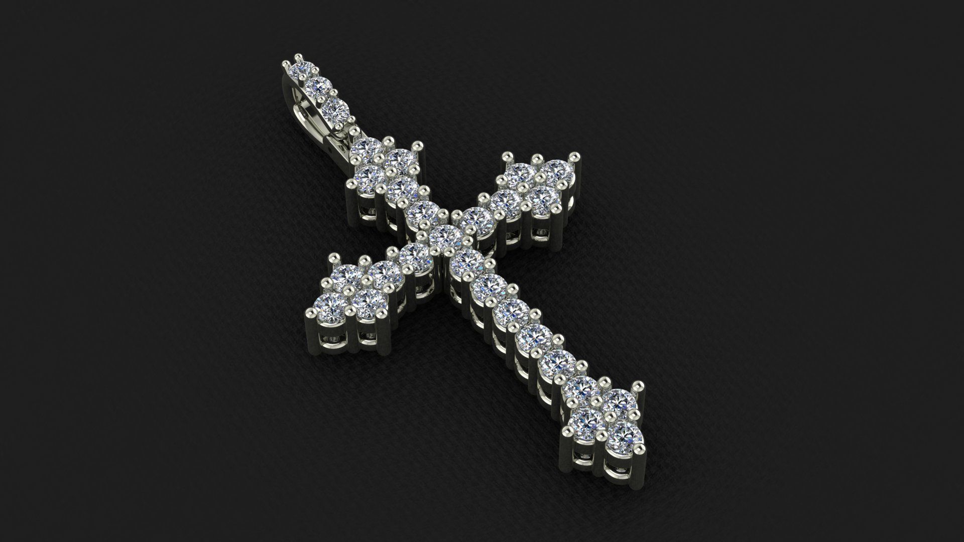 cross pendant mens 3stone tip 3D print model_3