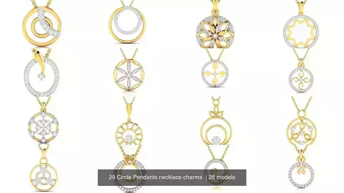 29 Circle Pendants necklace charms  3D Model Collection