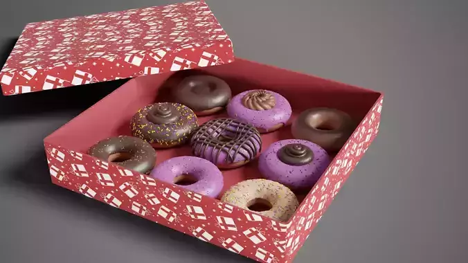 Donuts model gift box with inside 3D model